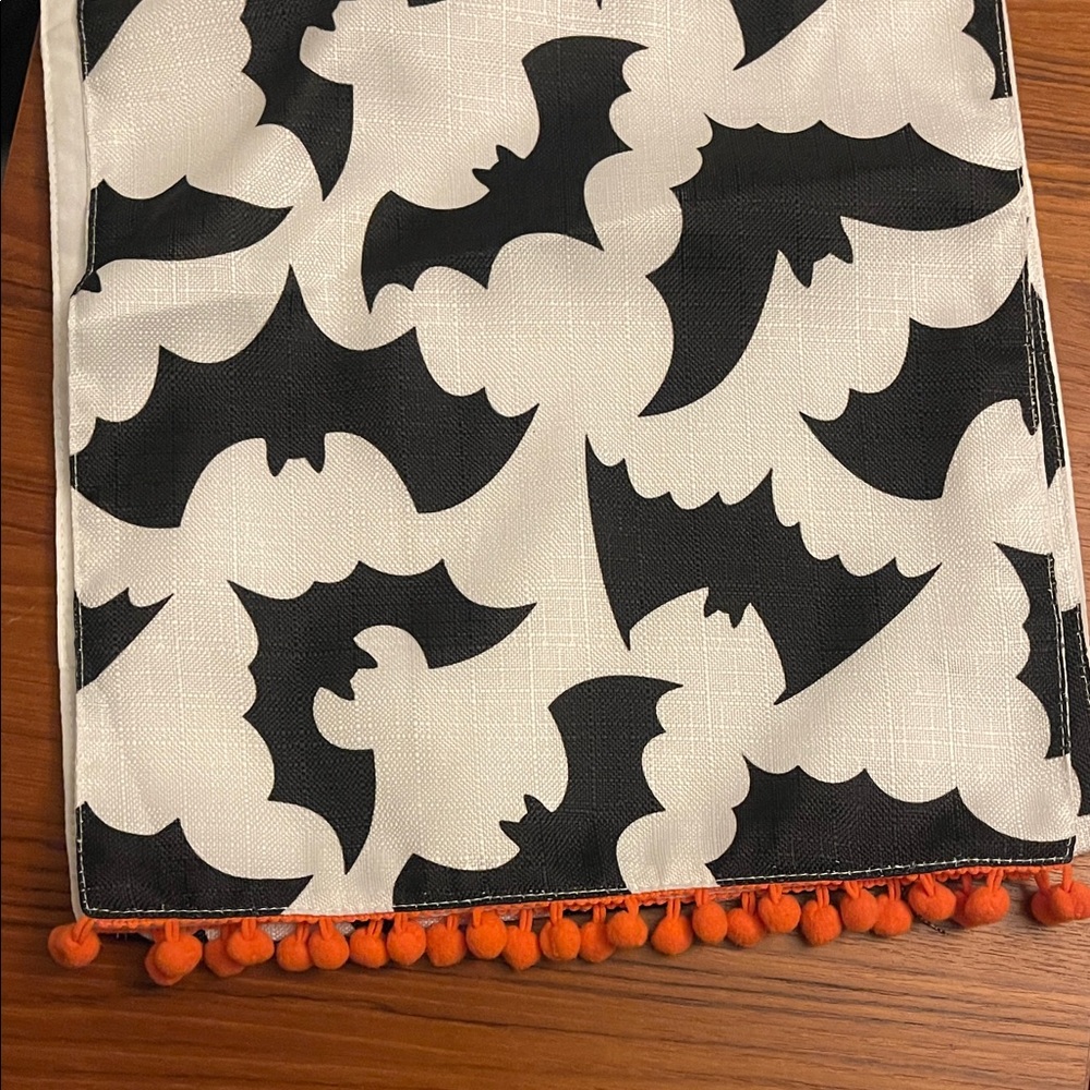Halloween Bat Table Runner with Orange Trim
